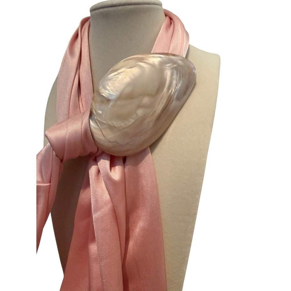 Vintage Mother of Pearl Scarf Ring Slide Large Shell Oval Don & Verna Jewelry